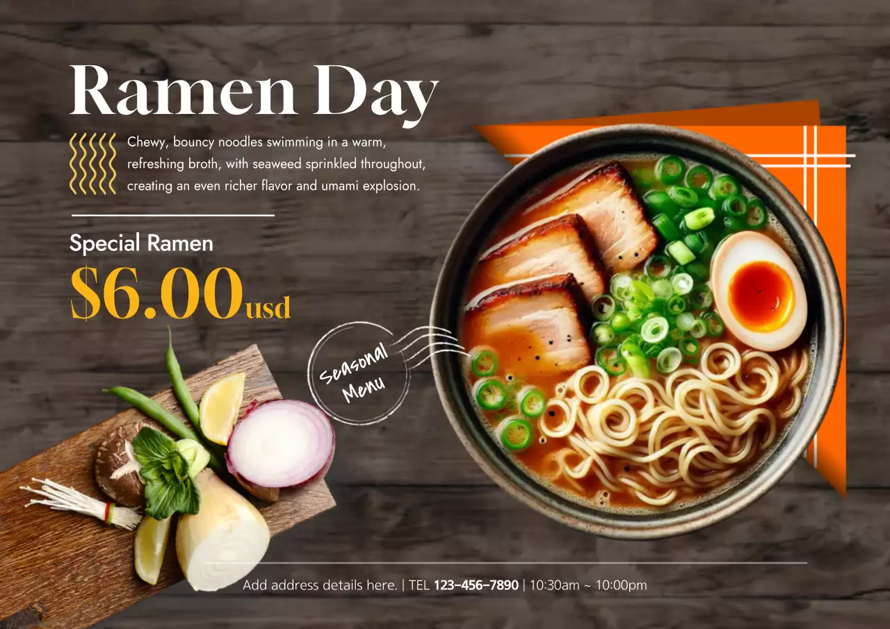 Brown Rustic Ramen Promotion Poster