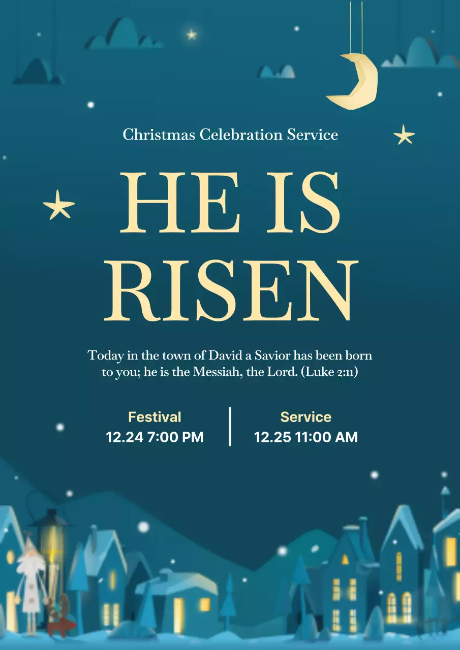 Blue Traditional Christmas Announcement Poster