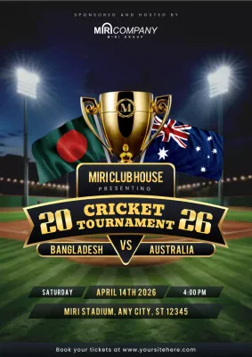 Black Bold Cricket Promotion Poster