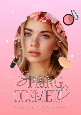 Pink Trendy Cosmetics Promotion Poster