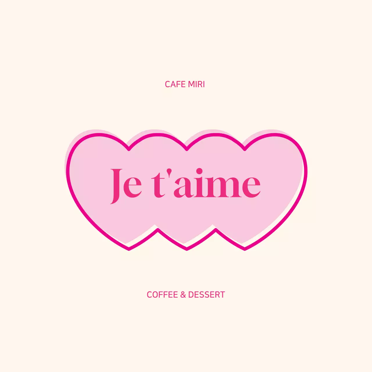 ピンクのイラストかわいいカフェラベル