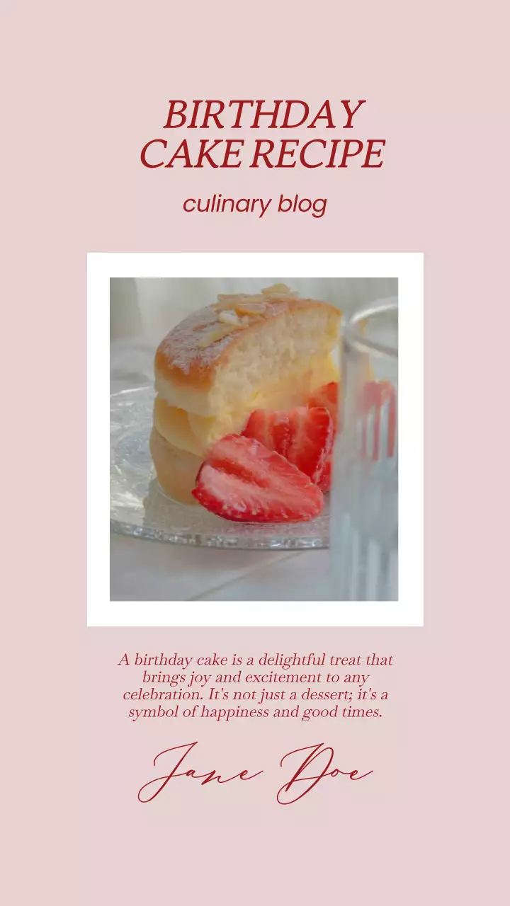 Pink Elegant Cake Recipe Guide Instagram Post