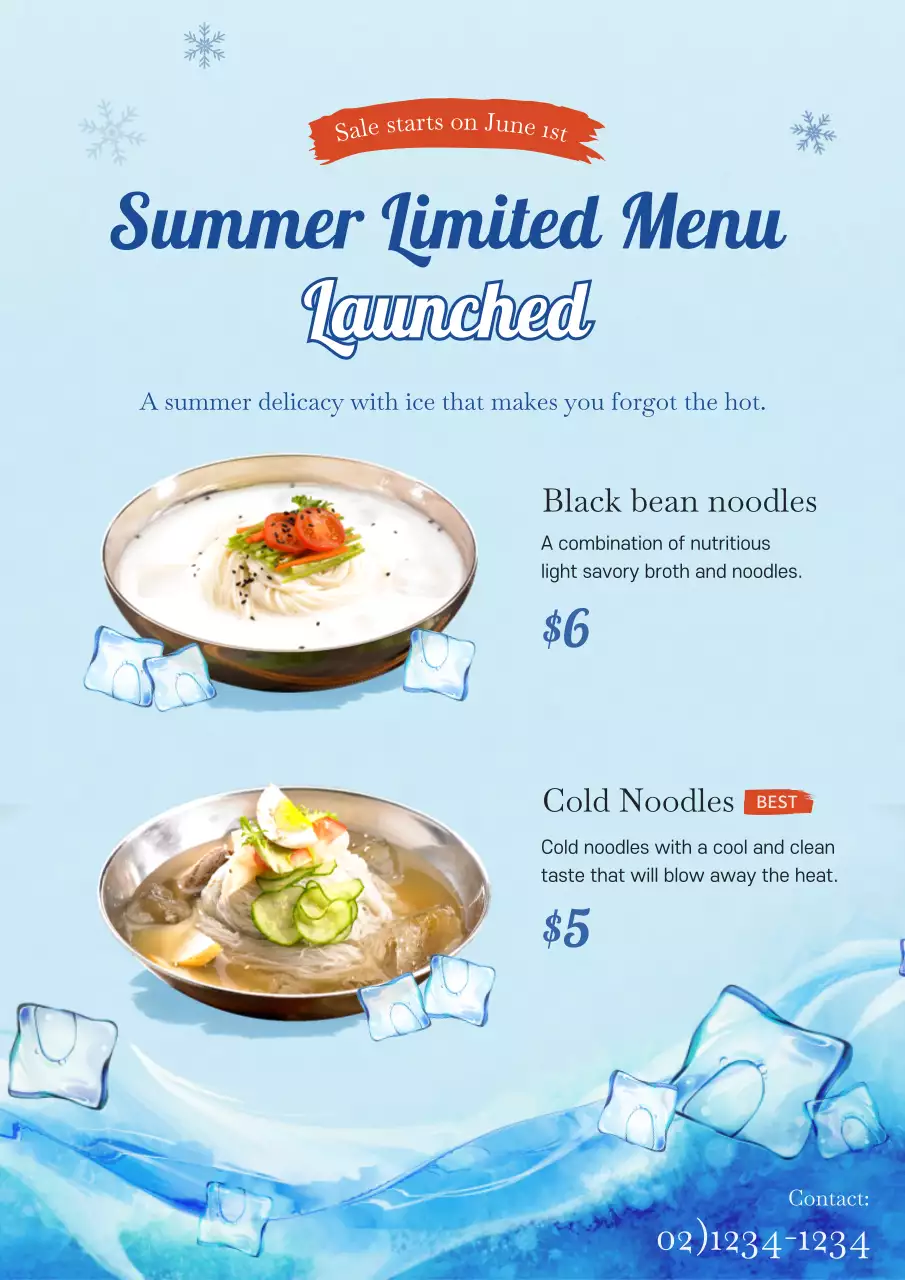 Blue Trendy Noodles Promotion Poster