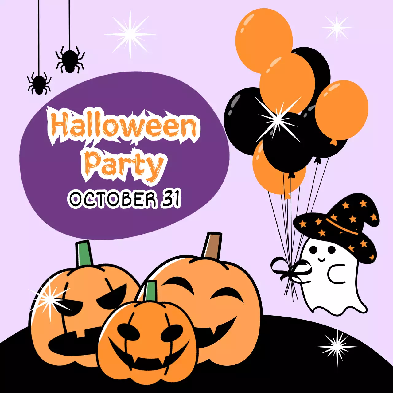 할로윈 호박 배경의 귀여운 할로윈 파티 홍보물