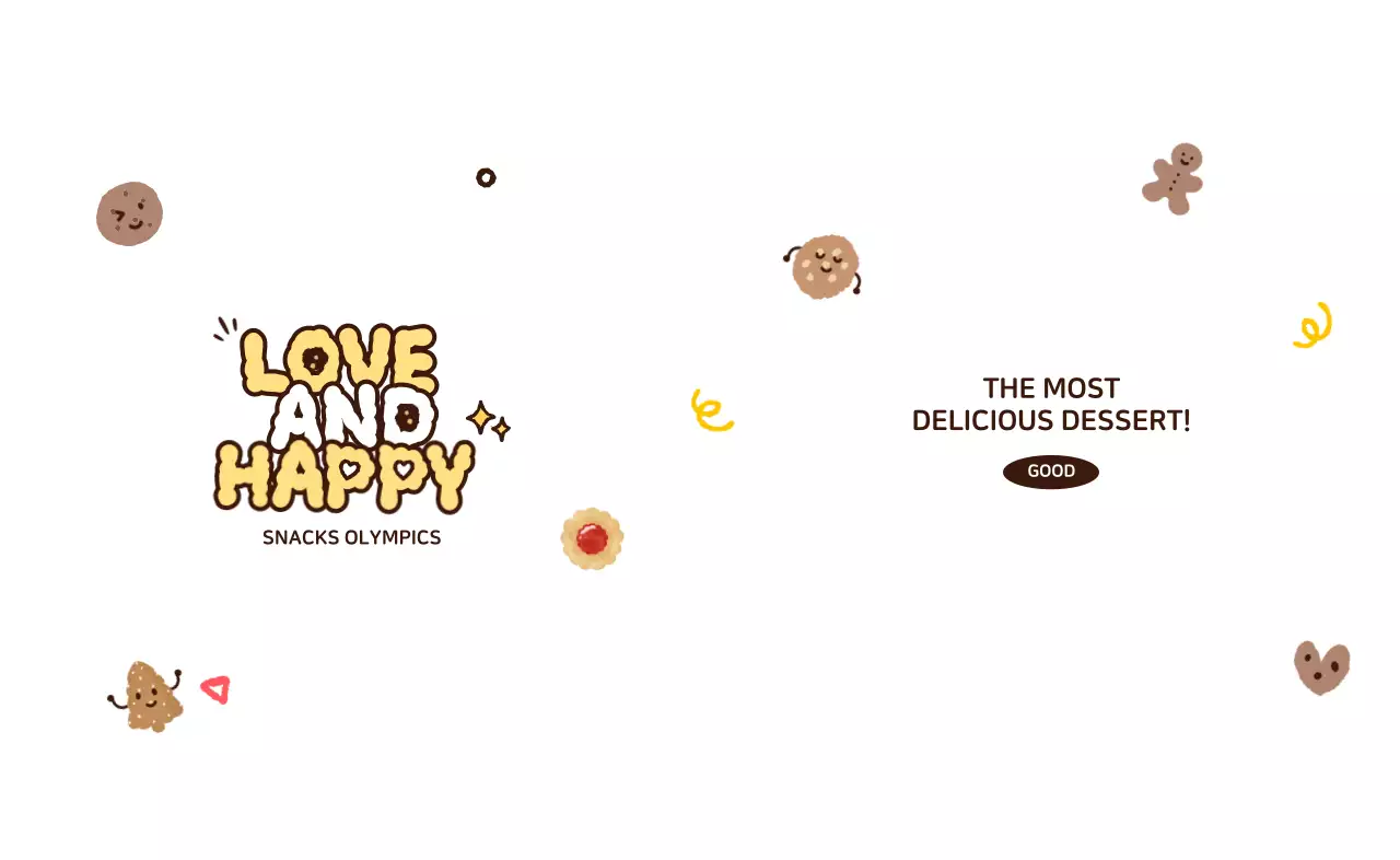 쿠키와 귀여운 컨셉의 텍스트가 있는 행사 굿즈