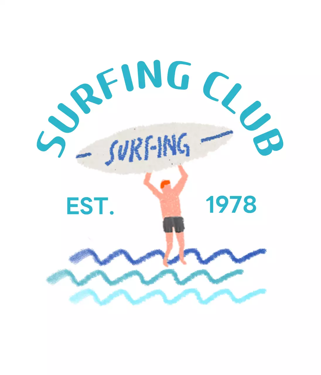 드로잉 손그림이 있는 심플한 컨셉의 서핑 클럽