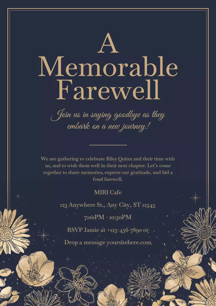 네이비 우아한 작별 초대장