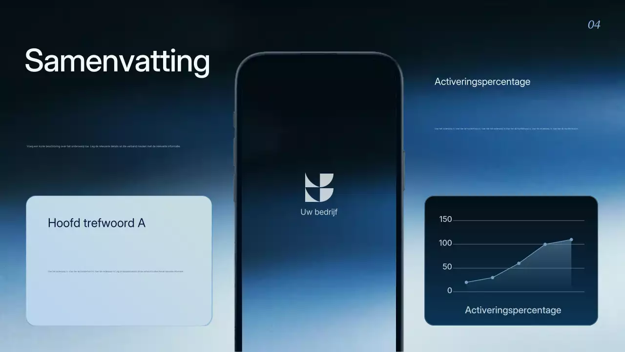 Presentatie van de blauwe moderne bedrijfsstrategie