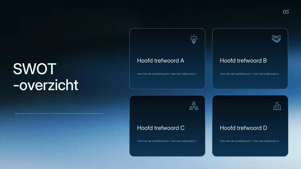 Presentatie van de blauwe moderne bedrijfsstrategie