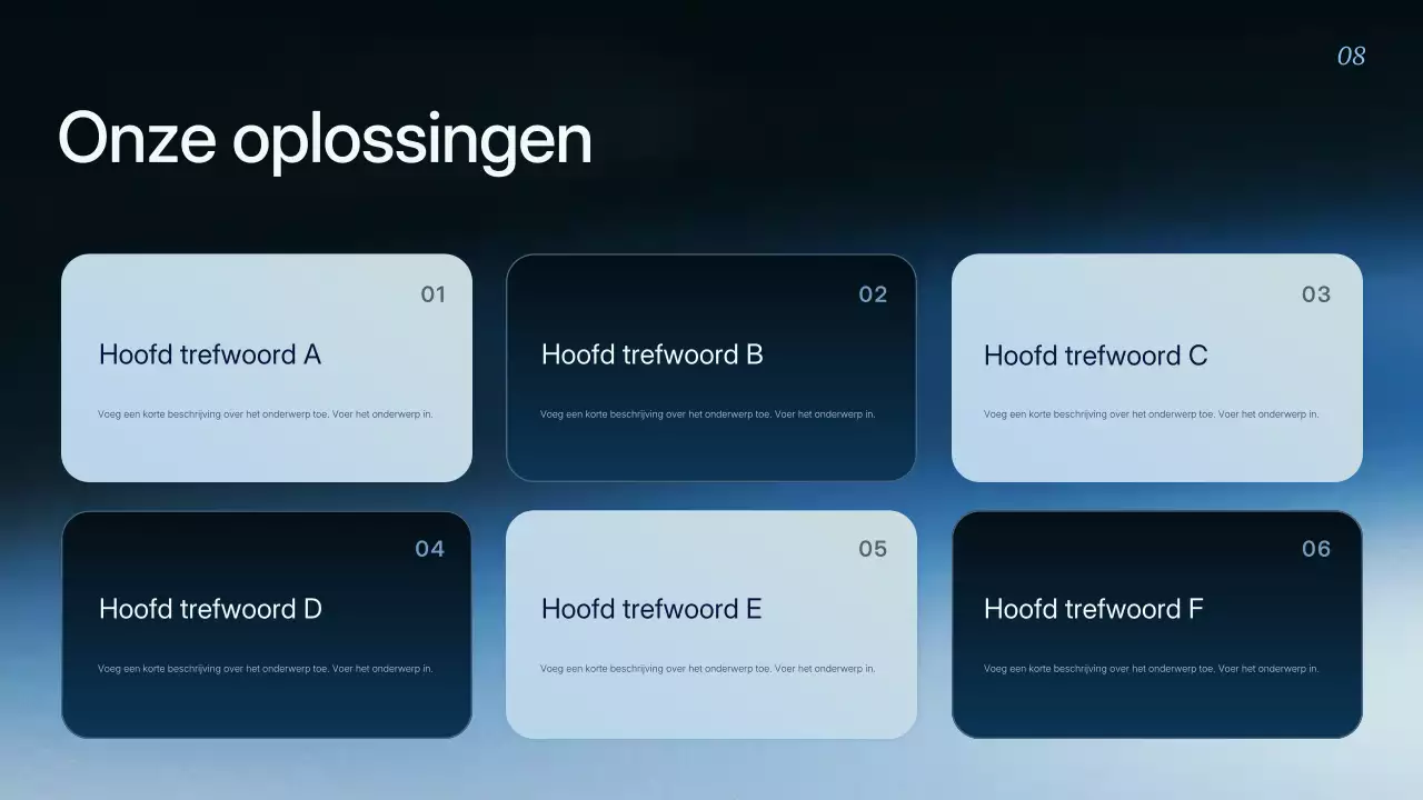 Presentatie van de blauwe moderne bedrijfsstrategie