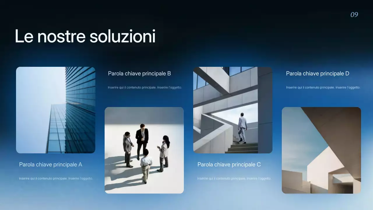 Presentazione della strategia aziendale moderna blu