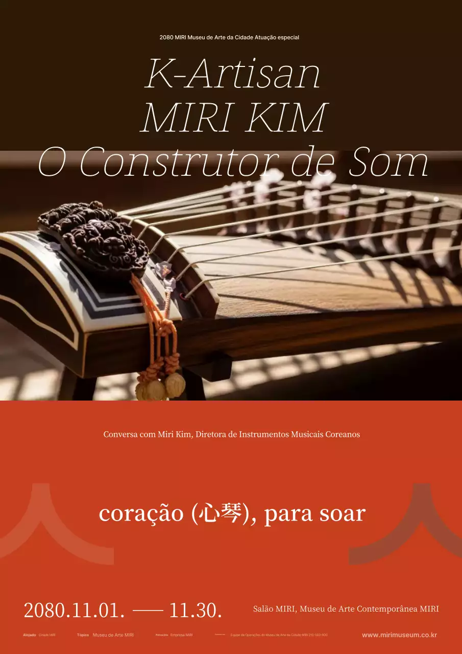 Exposição de Instrumentos Musicais Tradicionais Coreanos Laranja