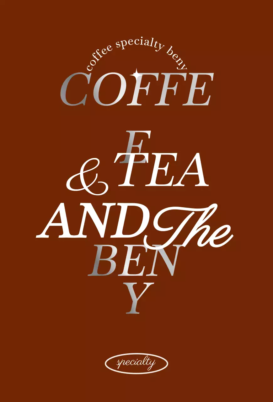 ブラウンとシルバーの感性的なカフェレタリング