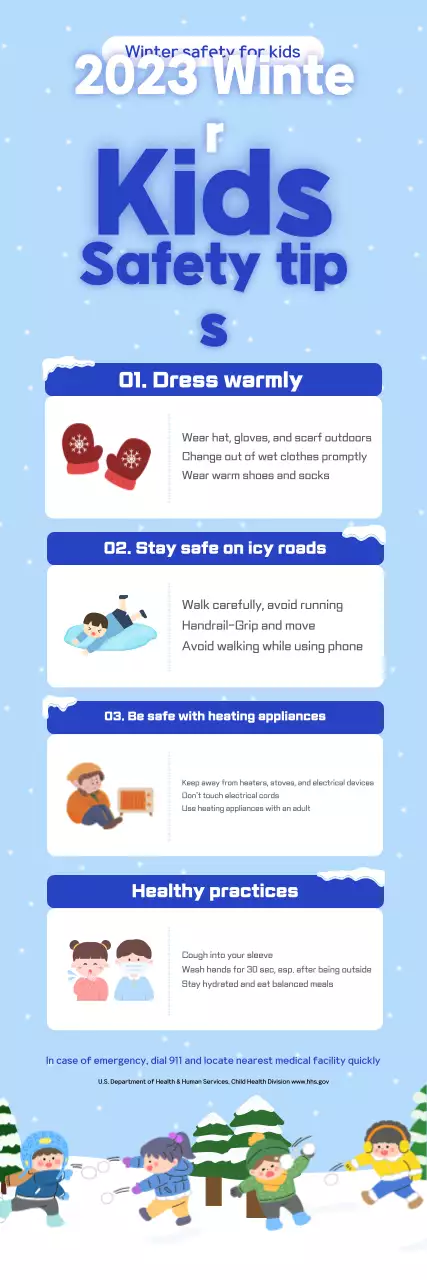 Precauções de segurança simples para crianças em azul celeste