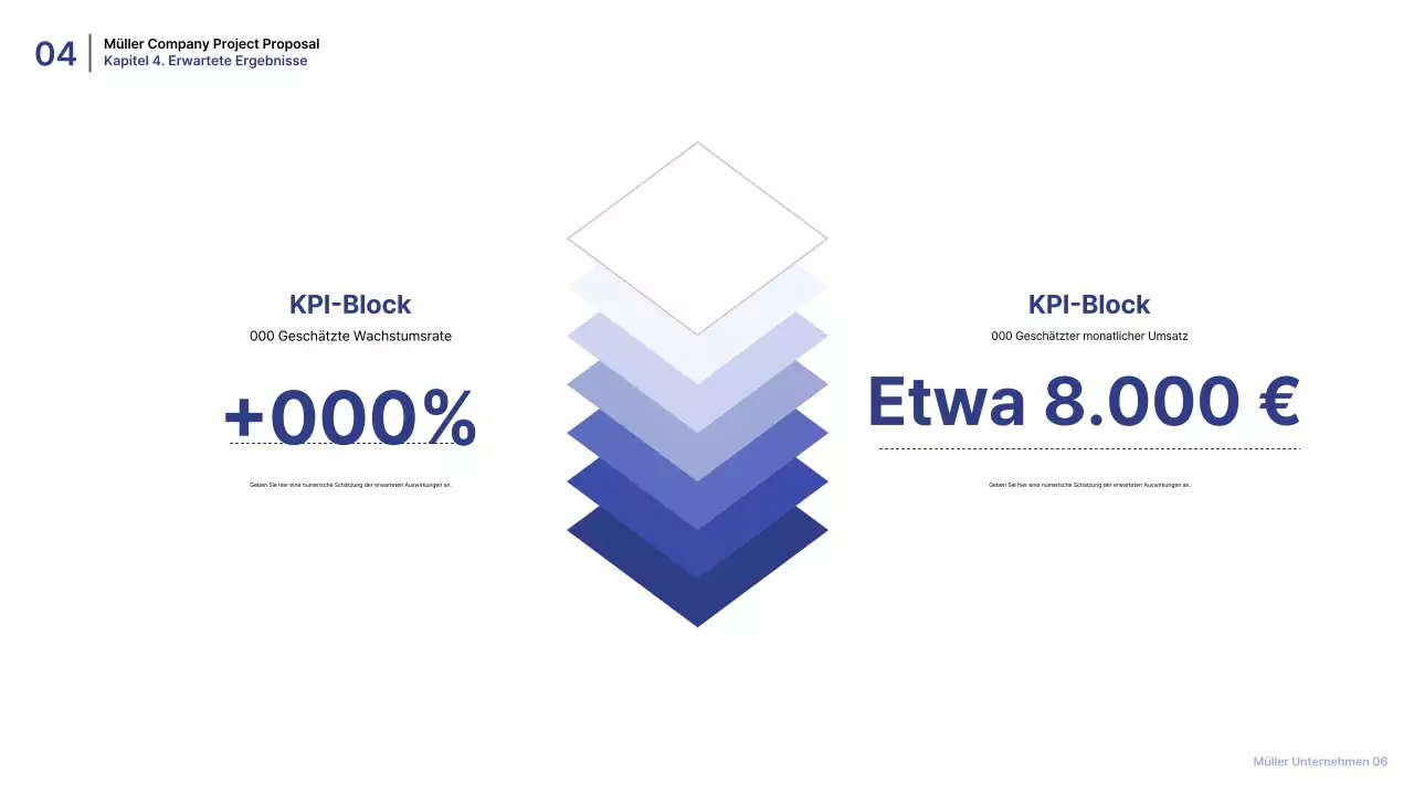 Blauer moderner Planungsvorschlag