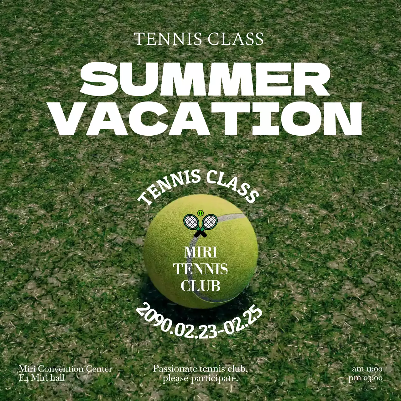 초록색의 심플한 테니스 수업 휴가 공지