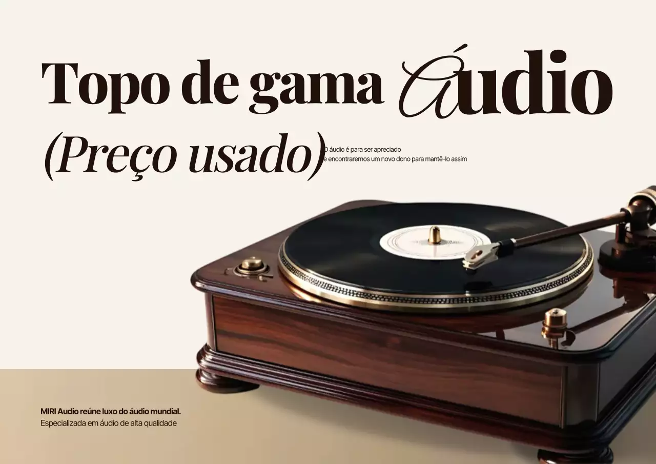 Anúncio de áudio vintage bege