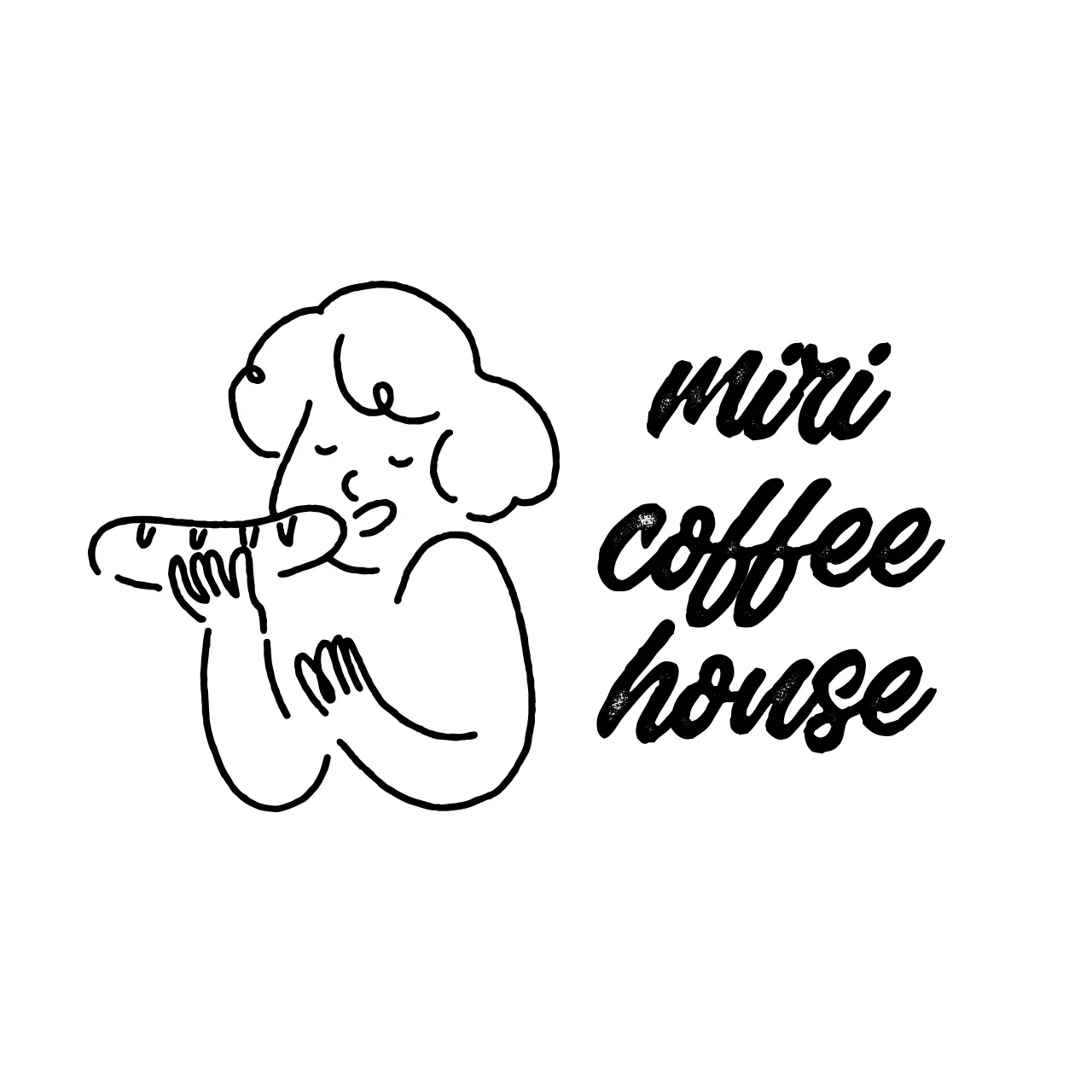 白黒 シンプル カフェ ロゴ イラストロゴ