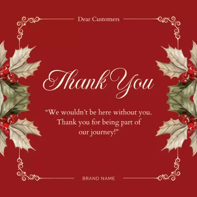 Red and White Vintage Elegant Christmas Greeting Social Media Square