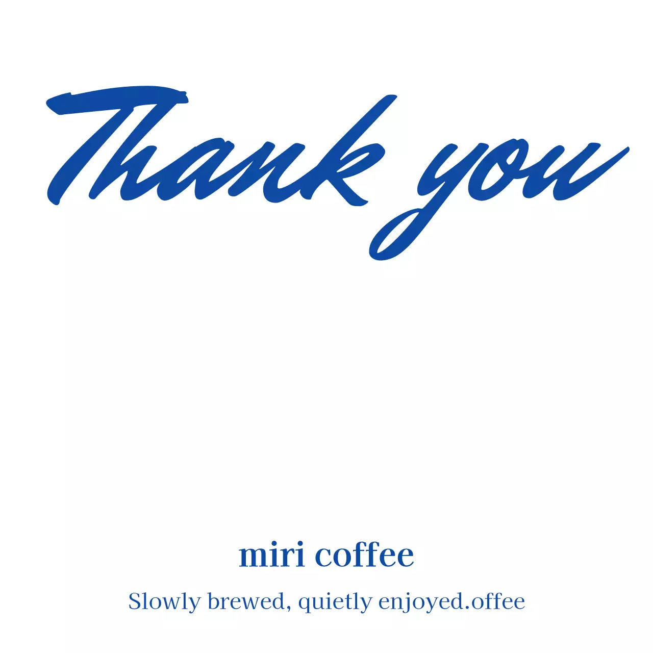 青 シンプル コーヒー メッセージカード サンキュー