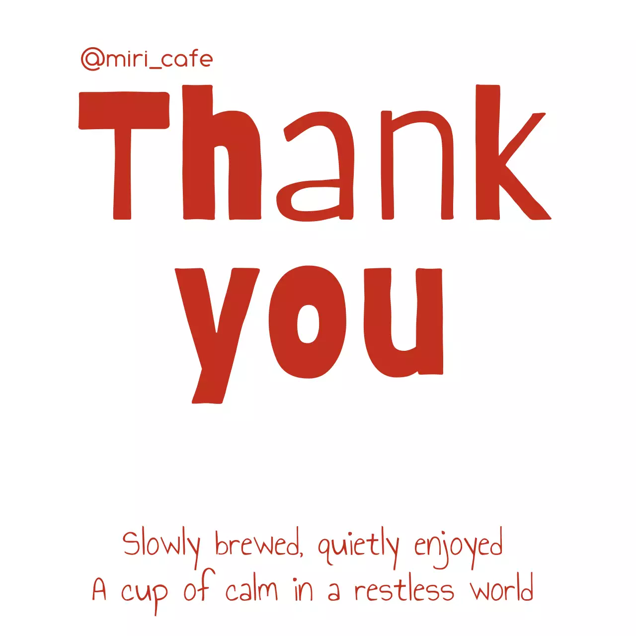 赤 シンプル カフェ メッセージカード サンキュー