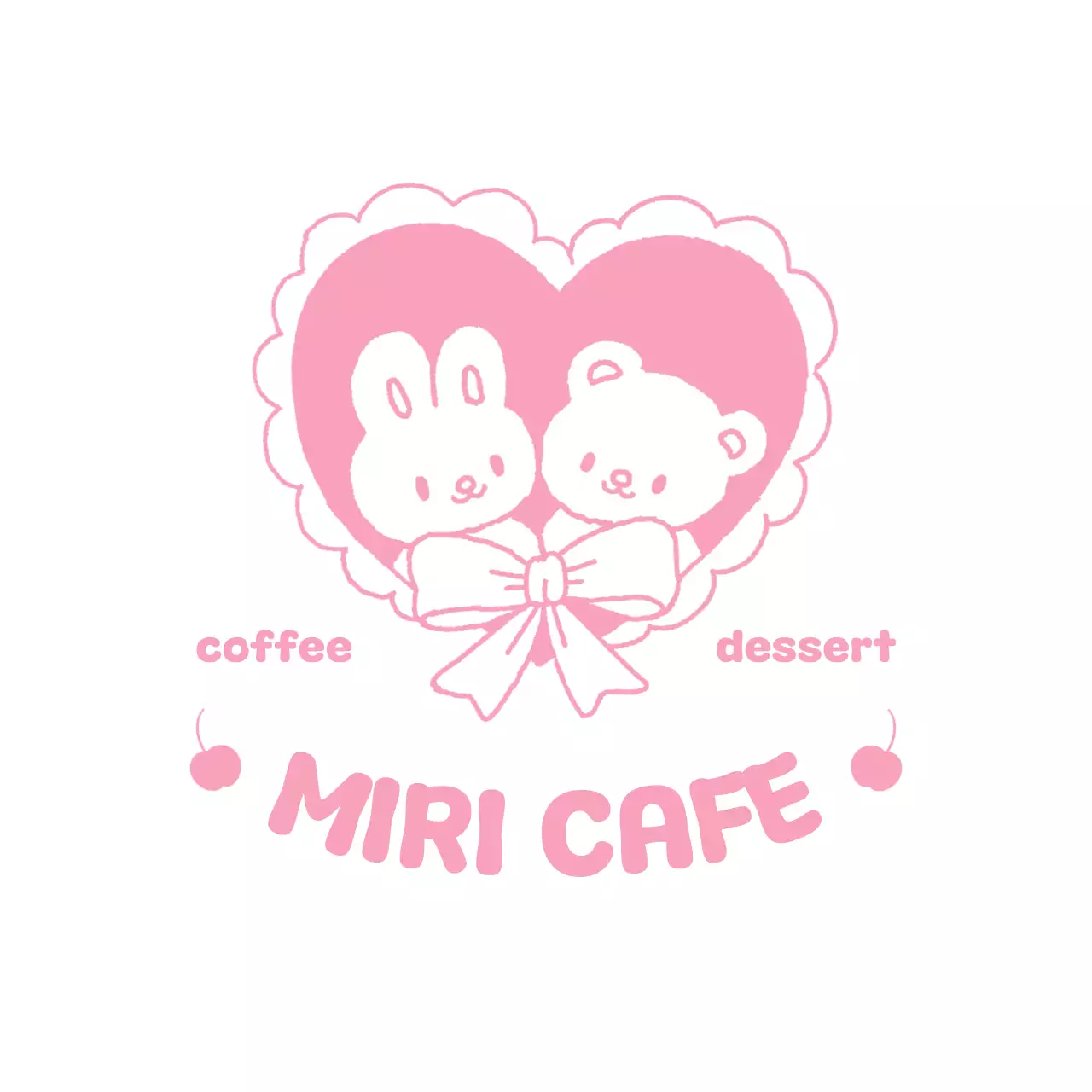 ピンク かわいい カフェ ロゴ イラストロゴ