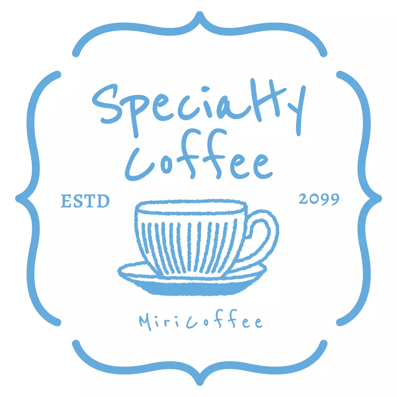 青 シンプル コーヒー ロゴ シンボルロゴ