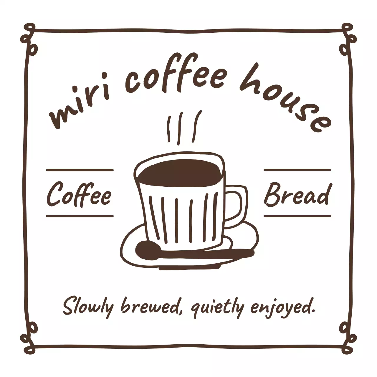 茶色 シンプル カフェ ロゴ シンボルロゴ