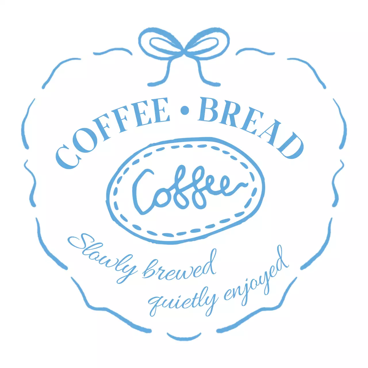 水色 クラシック カフェ ロゴ シンボルロゴ