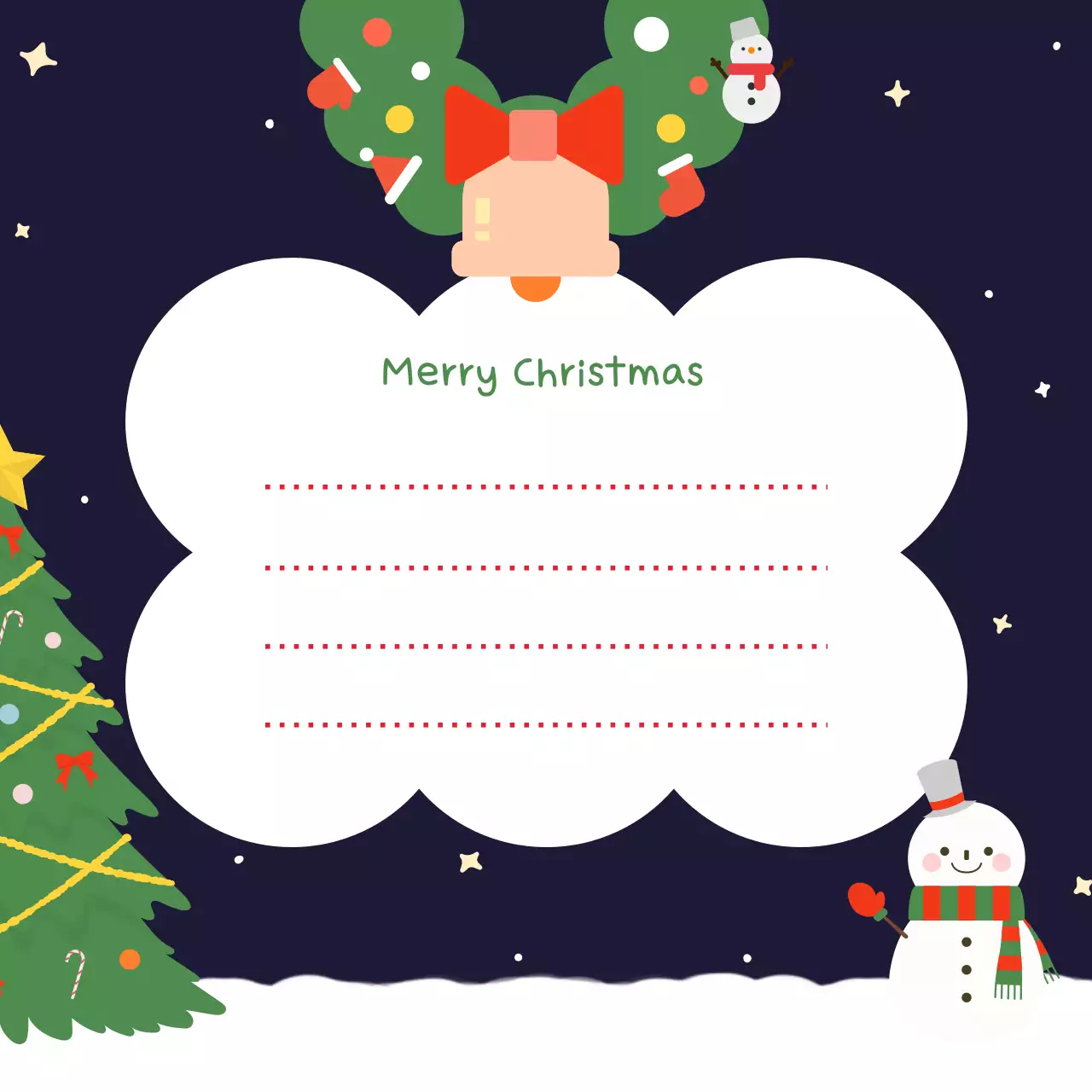 남색 아기자기한 크리스마스 노트