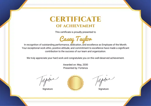 Sertifikat Prestasi Klasik Emas