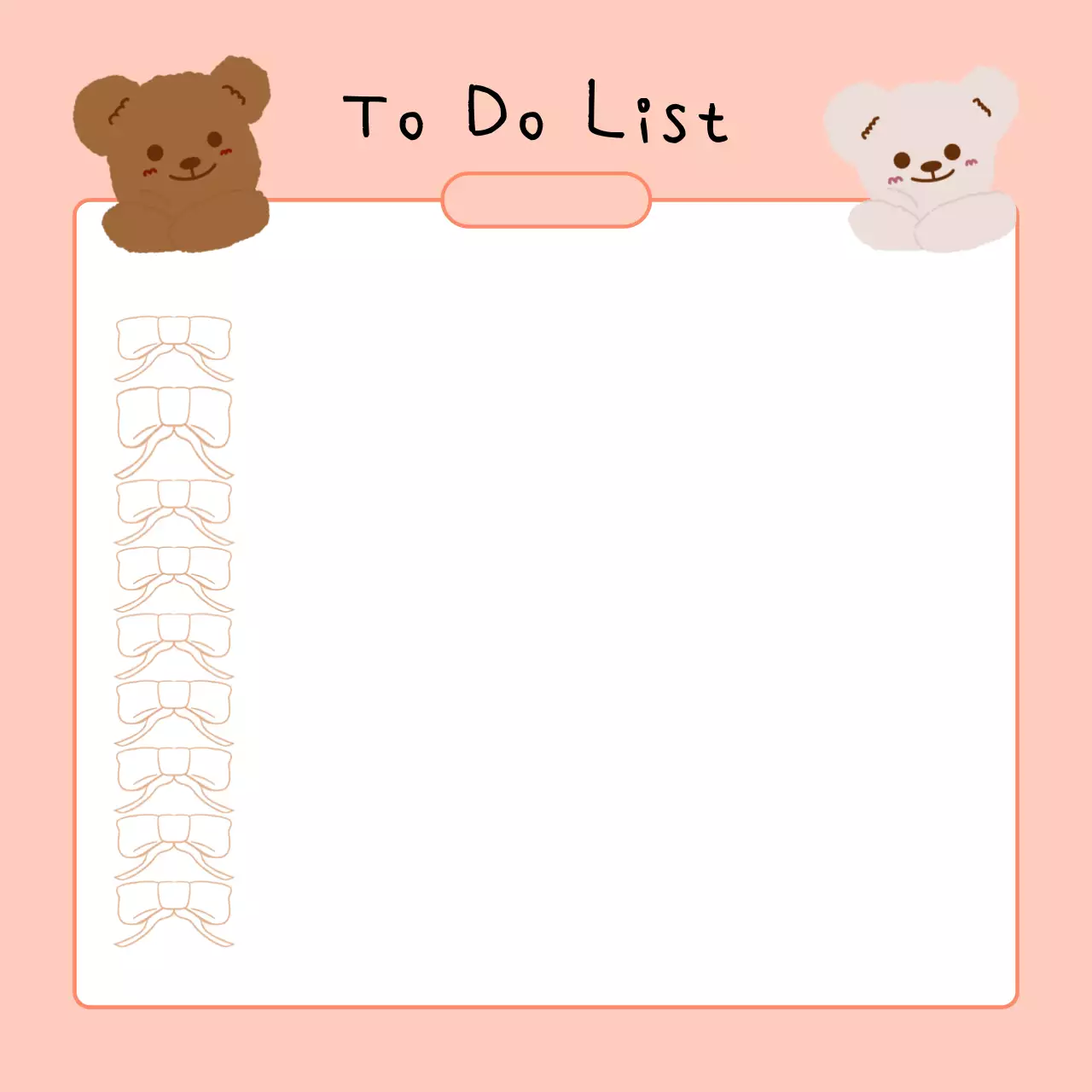 분홍색의 귀여운 곰돌이 to do list