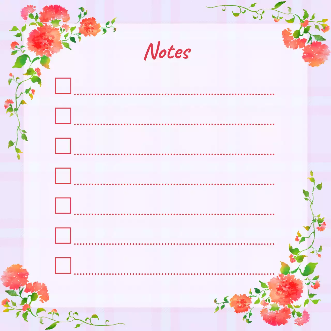 Perencana Catatan Bunga Merah Muda