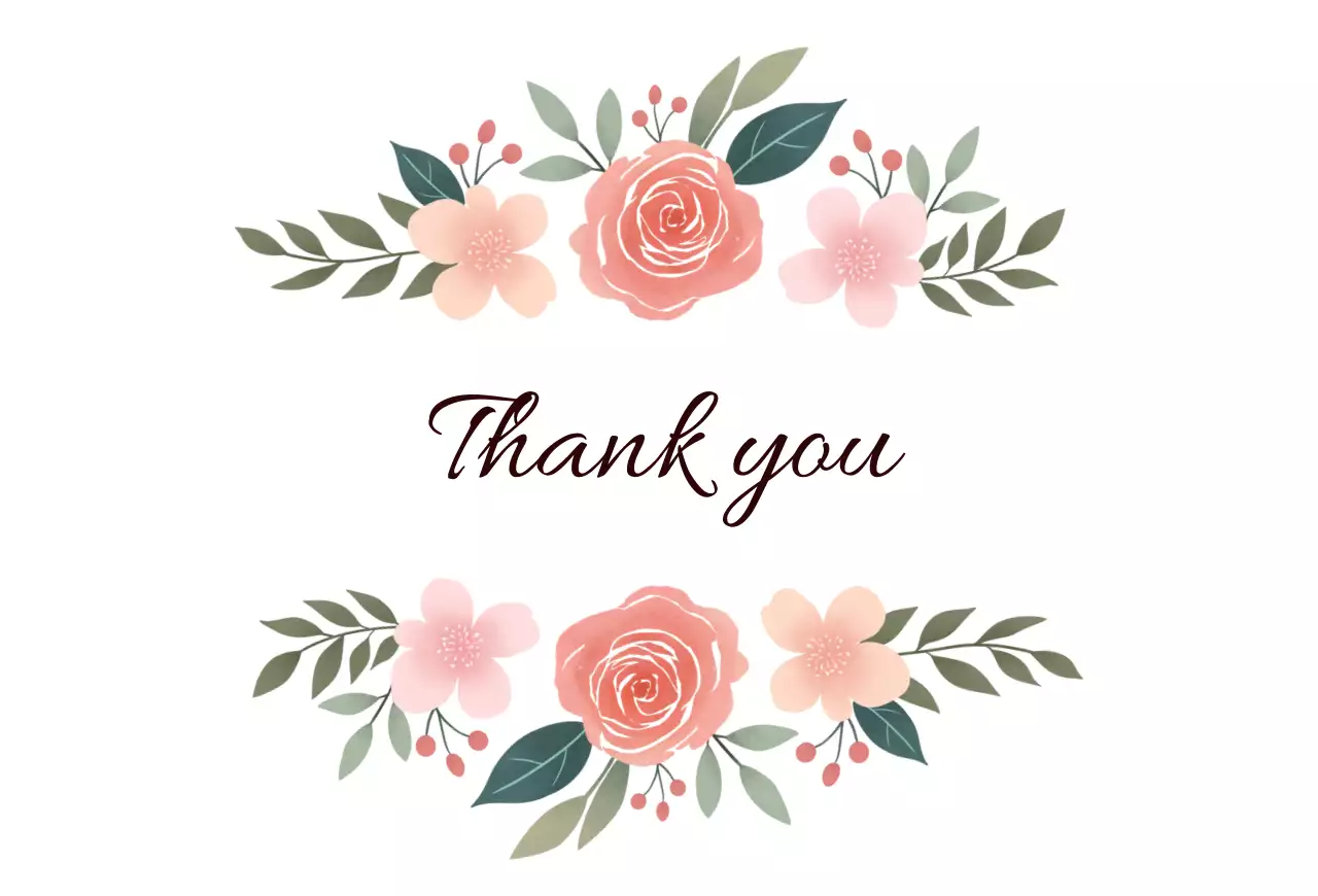 핑크 플라워 수채화 감사 꽃 엽서 카드 편지