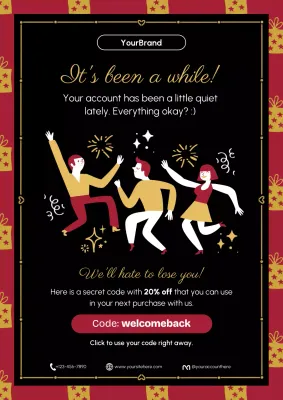 Orange and Black Retro New Year Promotion Poster