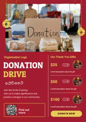 Red Modern Donation Charity Poster