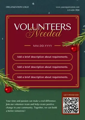 Red Elegant Volunteer Recruitment Notice Poster