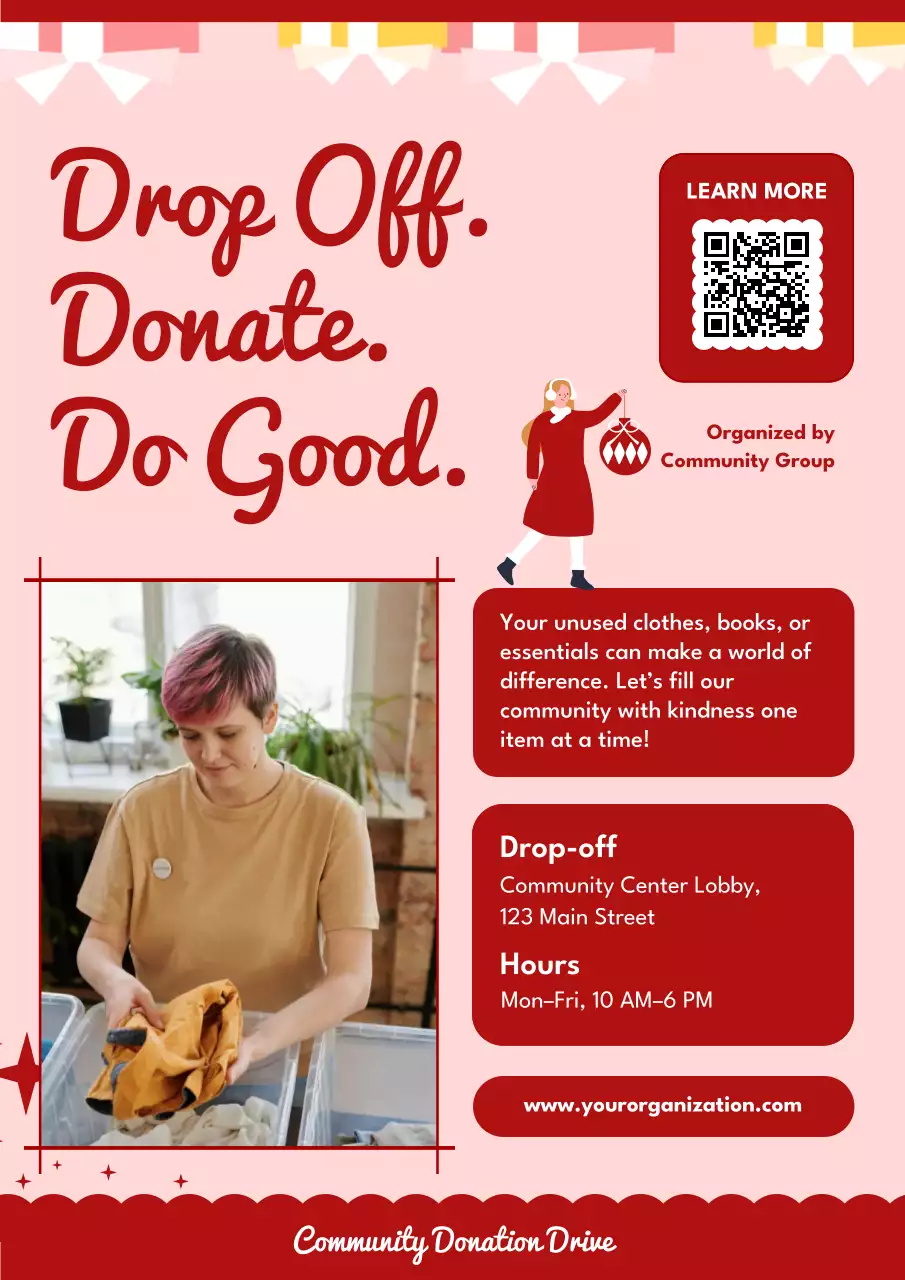 Red Illustrative Donation AnnouncementWeb Poster