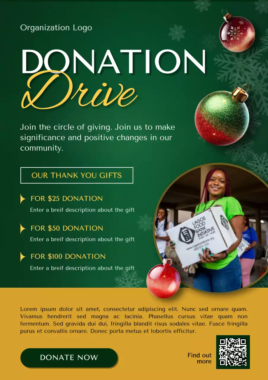 Green Festive Donation Promotion Poster
