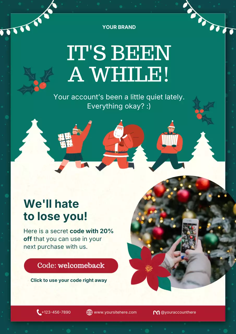 Teal Festive Christmas Holiday Promotion Poster