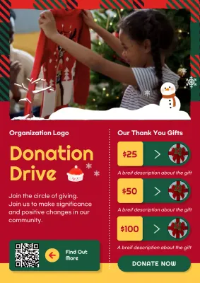 Red Festive Donation Announcement Poster