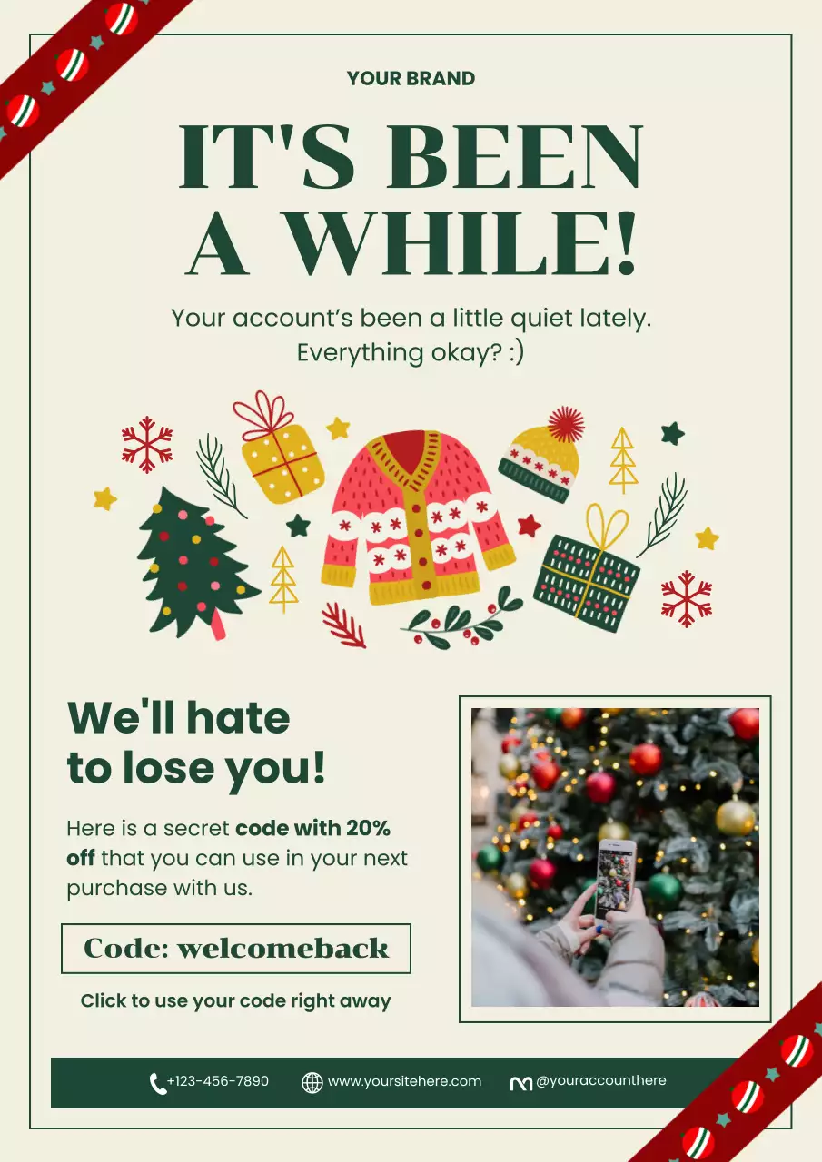 Beige and Green Festive Christmas Holiday Promotion Poster