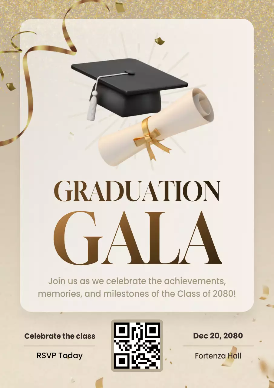 Beige Graduation Gala Web Poster