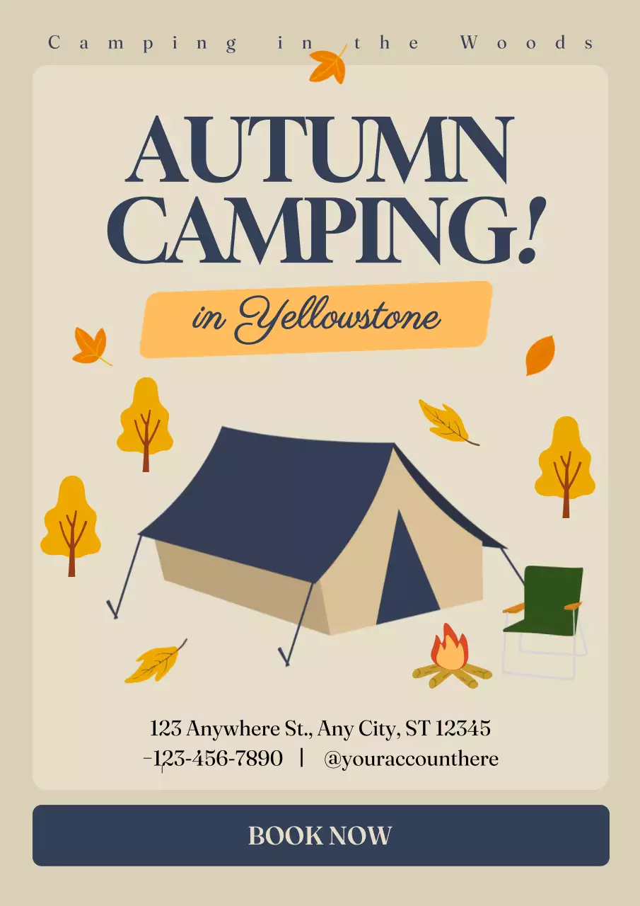 Beige Retro Camping Promotion Poster