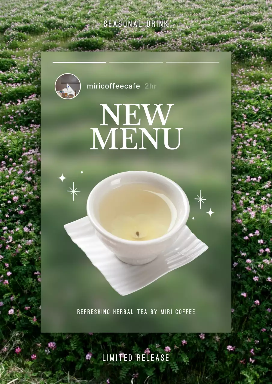 Introducing the new green and chartreuse story concept cafe menu