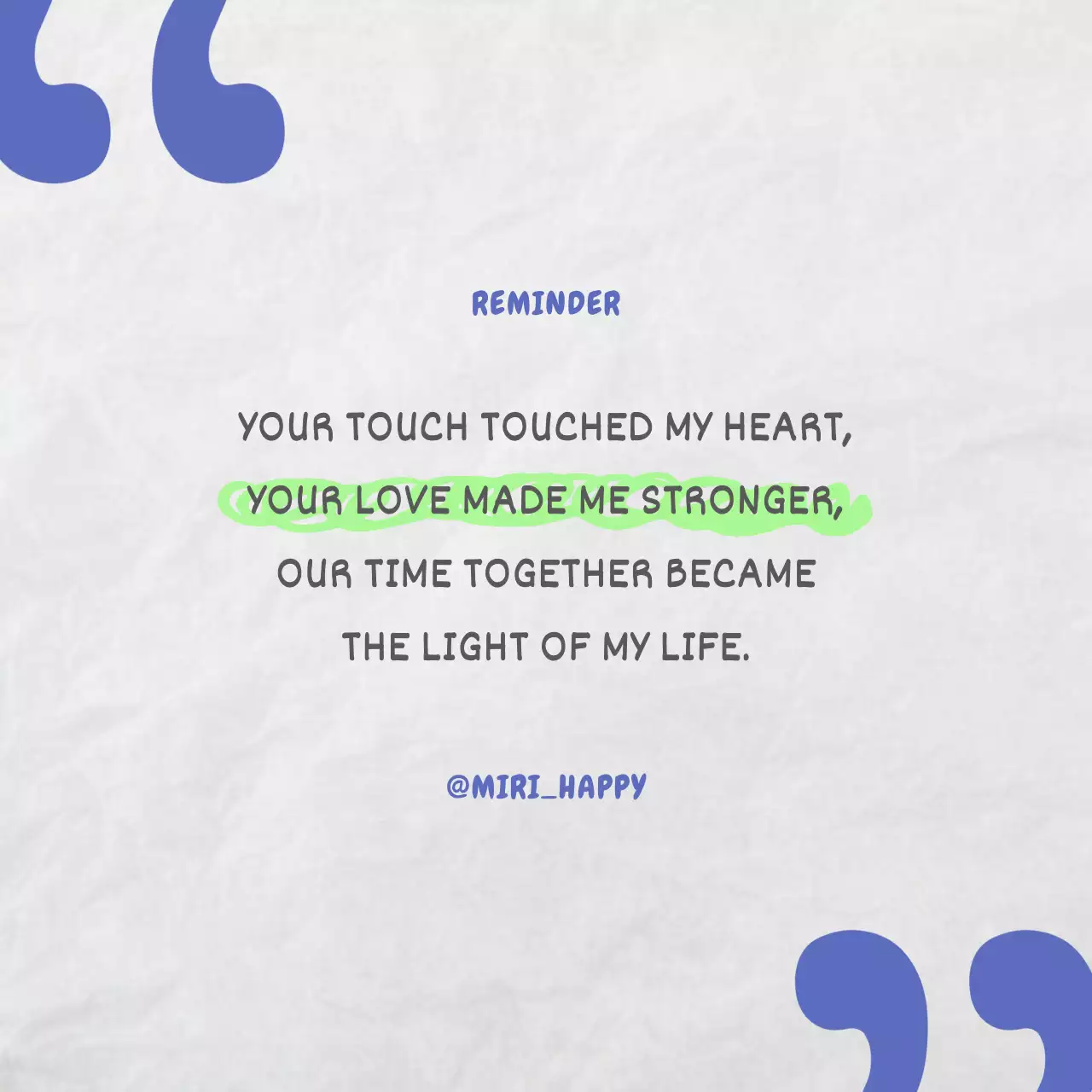 A kitschy sentiment post in mint and blue