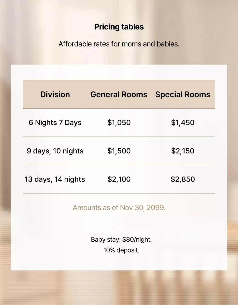 Promosi Pusat Perawatan Pasca Persalinan Beige Clean