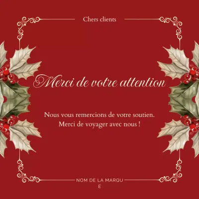 Carte de vœux de Noël élégante et vintage rouge et blanche pour les réseaux sociaux