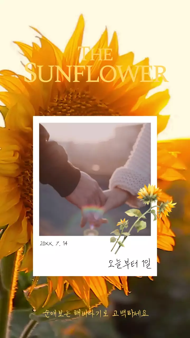 노란색 테마 해바라기 폴라로이드 컨셉 고백 편지