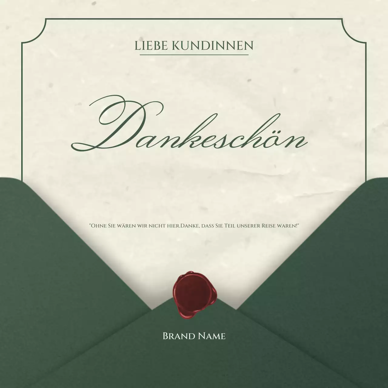 Grüne und beige Vintage-minimalistische Neujahrsgrüße für soziale Medien (quadratisch)